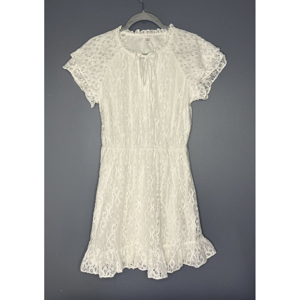 Lauren Conrad Dress Womens M Lace Ruffle Coquette Cottagecore Spring White Cute
